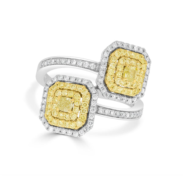 0.25tct Yellow Diamond Ring with 0.73tct Diamonds set in 14K Two Tone gold
