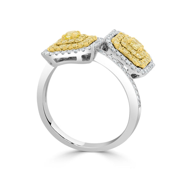 0.25tct Yellow Diamond Ring with 0.73tct Diamonds set in 14K Two Tone gold