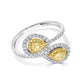 0.33tct Yellow Diamond ring with 0.48tct accent diamonds set in 18K two tone gold