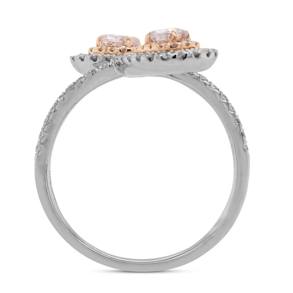0.36Tct Pink Diamond Ring With 0.47Tct Diamonds In 18K Two Tone Gold