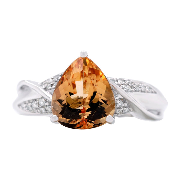 2.70ct Imperial Topaz Rings with 0.09ct diamonds set in 14K white gold