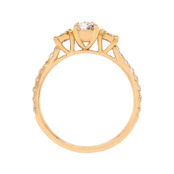 0.56ct Radiant Diamond Ring With 0.42tct Diamond Accents In 14K Yellow Gold