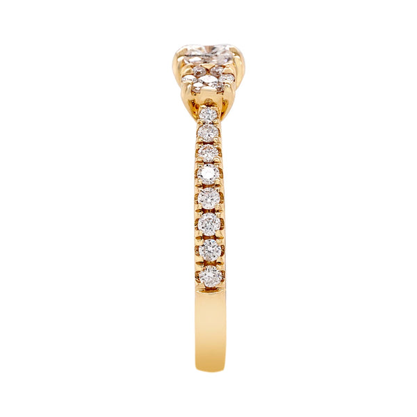 0.56ct Radiant Diamond Ring With 0.42tct Diamond Accents In 14K Yellow Gold