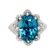 15.24Ct Blue Zircon Ring With 0.77Tct Diamonds In 14K White Gold