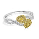 0.29tct Yellow Diamond ring with 0.54tct diamond accent set in 18K two tone gold