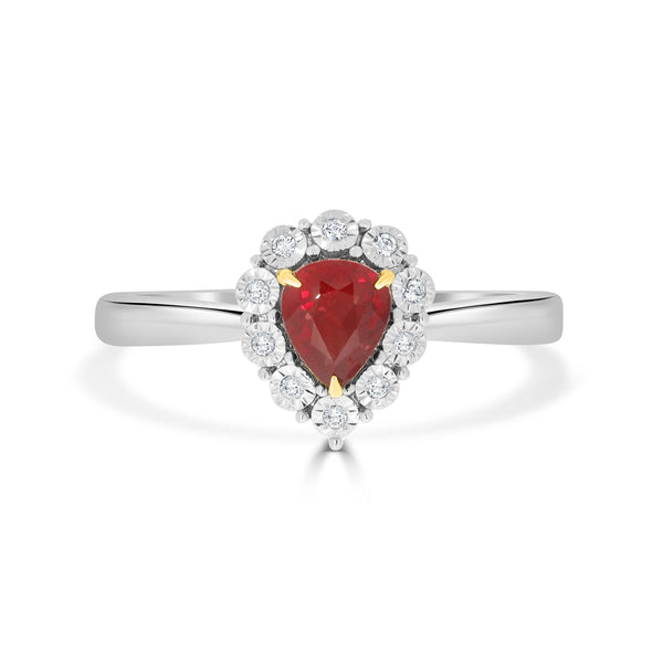 0.59Ct Ruby Ring With 0.06Tct Diamonds Set In 18K Two Tone Gold