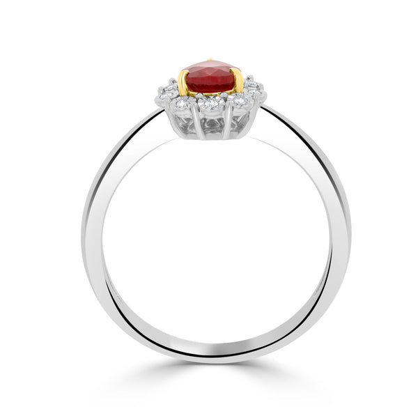 0.59Ct Ruby Ring With 0.06Tct Diamonds Set In 18K Two Tone Gold