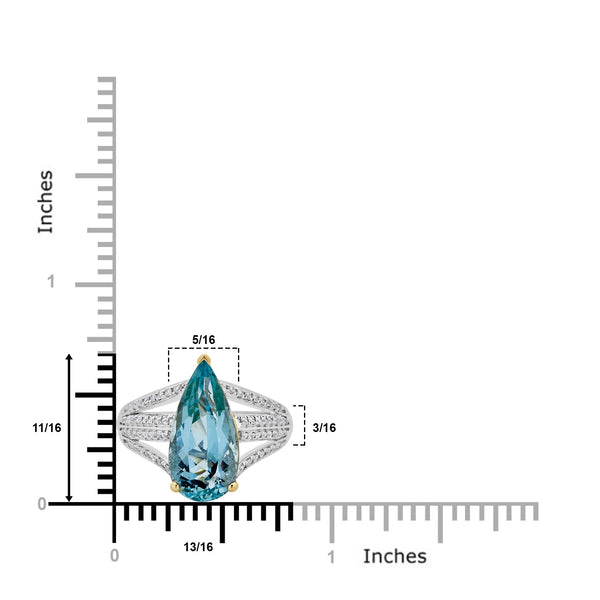 4.04Ct Aquamarine Ring With 0.27Tct Diamonds In 14K Two Tone Gold