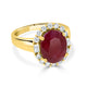 6.47Ct Ruby Ring With 0.57Tct Diamonds Set In 14K Yellow Gold