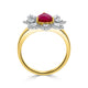 1.29ct Ruby Ring With 0.58tct Diamonds Set In 14kt Two Tone Gold