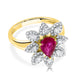 1.29ct Ruby Ring With 0.58tct Diamonds Set In 14kt Two Tone Gold