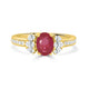 1.00Ct Ruby Ring With 0.46Tct Diamonds Set In 14K Yellow Gold