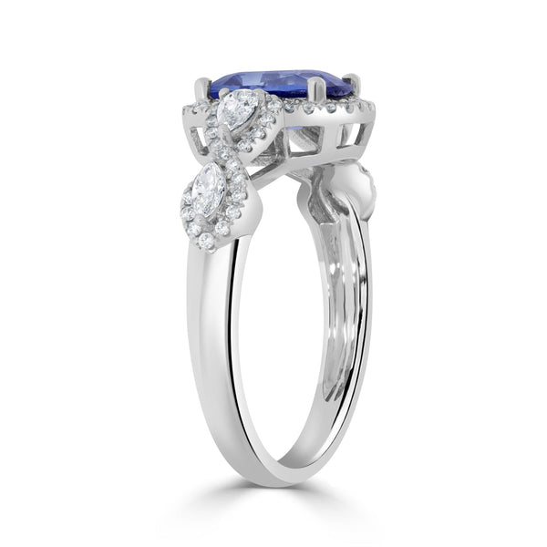 1.53ct Sapphire Ring with 0.48tct Diamond s set in 14K White Gold