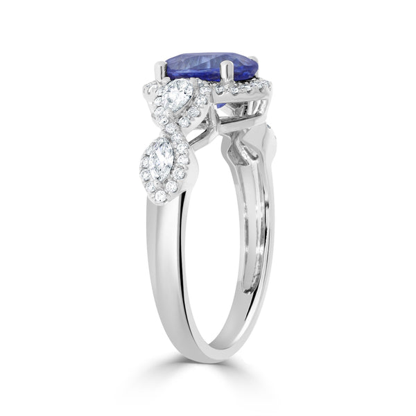 1.81ct Sapphire Ring with 0.46tct Diamonds set in 14K White Gold