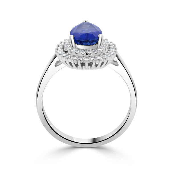2.28ct Sapphire Ring with 0.36tct Diamonds set in 14K White Gold