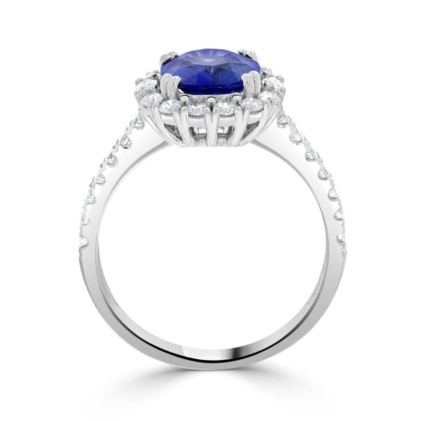 2.23ct Sapphire Ring with 0.63tct Diamonds set in 14K White Gold