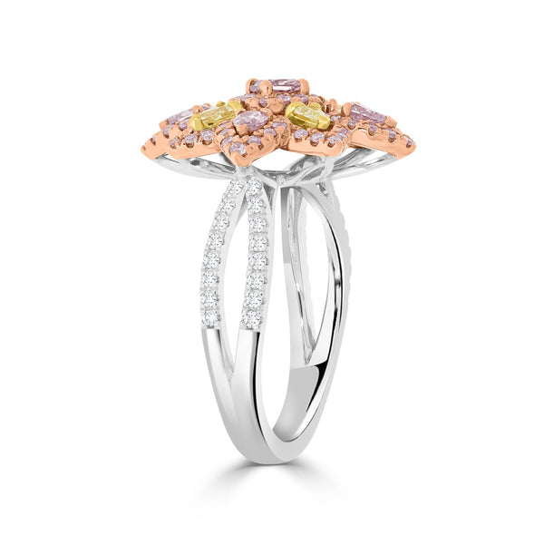 0.47ct Pink Diamond Ring with 0.8ct Diamonds set in 14K Two Tone