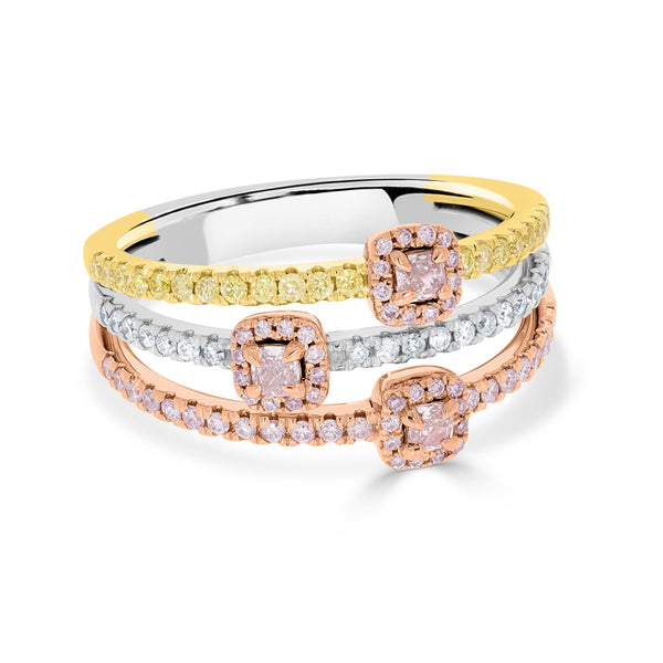 0.21tct Pink Diamond Ring with 0.46tct Diamonds set in 14K Two Tone Gold