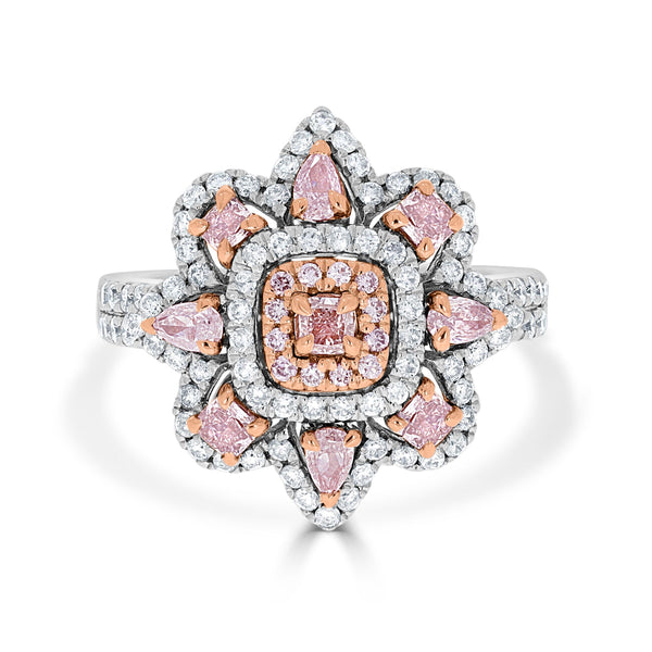 0.7ct Pink Diamond Ring with 0.77ct Diamonds set in 14K Two Tone