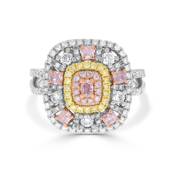 0.51ct Pink Diamond Ring with 1.03ct Diamonds set in 14K Two Tone