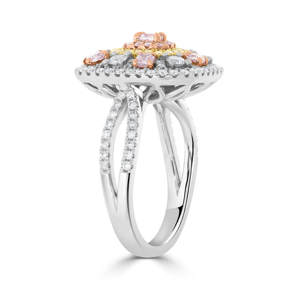 0.51ct Pink Diamond Ring with 1.03ct Diamonds set in 14K Two Tone