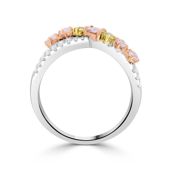 0.31tct Pink Diamond Ring with 0.62tct Diamond set in 14K Two Tone Gold