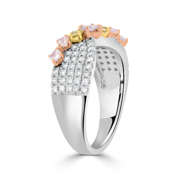 0.31tct Pink Diamond Ring with 0.62tct Diamond set in 14K Two Tone Gold