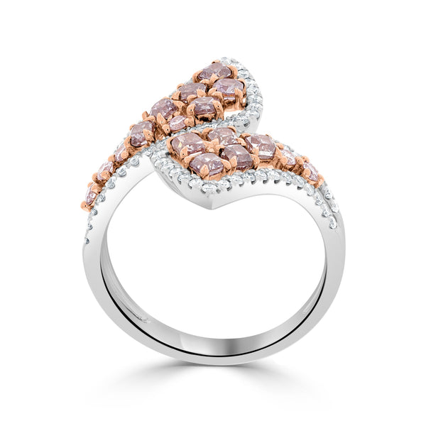 0.93ct Pink Diamond Ring with 0.56ct Diamonds set in 14K Two Tone