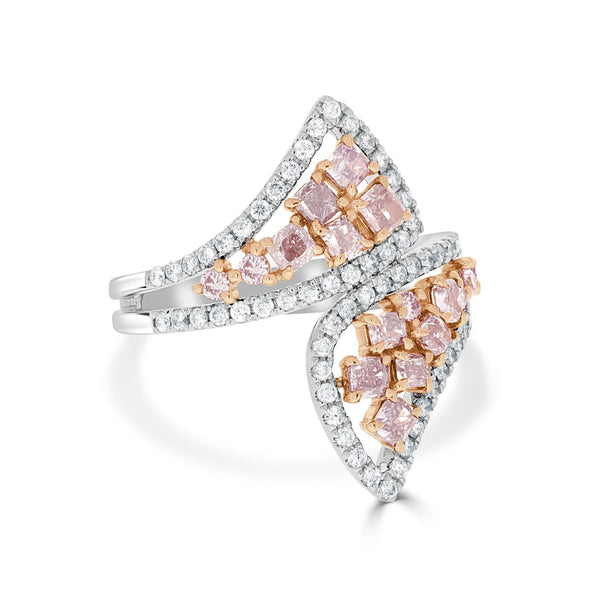 0.93ct Pink Diamond Ring with 0.56ct Diamonds set in 14K Two Tone