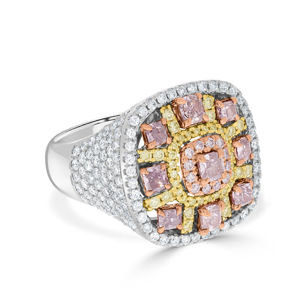 1.27ct Pink Diamond Ring with 1.54ct Diamonds set in 14K Two Tone