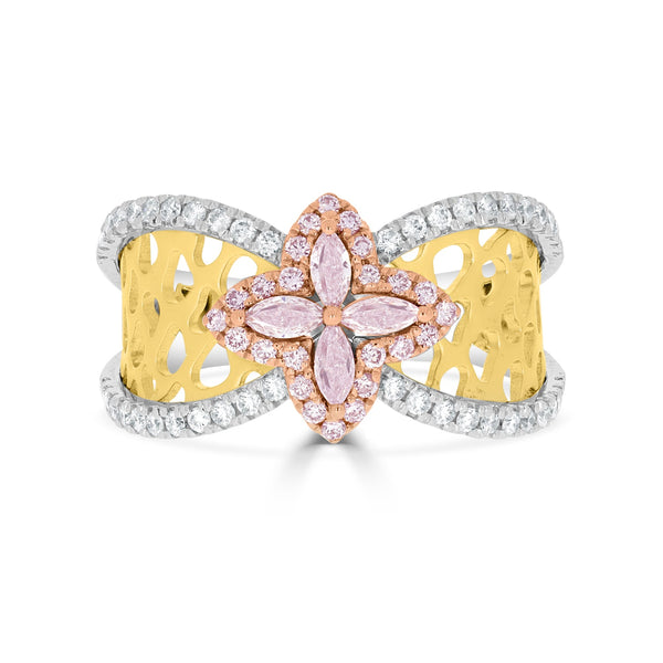 0.21tct Pink Diamond Ring with 0.42tct Diamonds set in 14K Two Tone gold