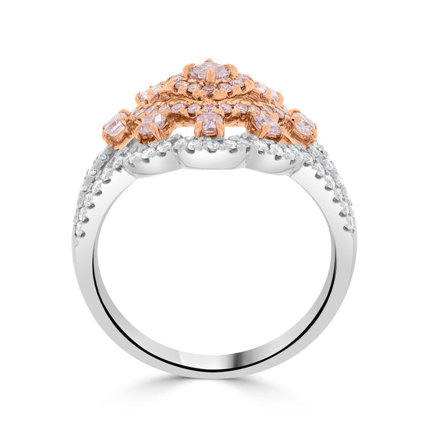 0.52ct Pink Diamond Ring with 0.6ct Diamonds set in 14K Two Tone