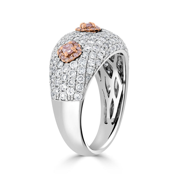 0.14tct Pink Diamond Ring with 1.68tct Diamonds set in 14K Two Tone Gold