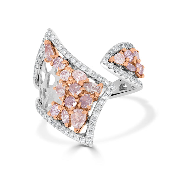 0.87ct Pink Diamond Ring with 0.58ct Diamonds set in 14K Two Tone