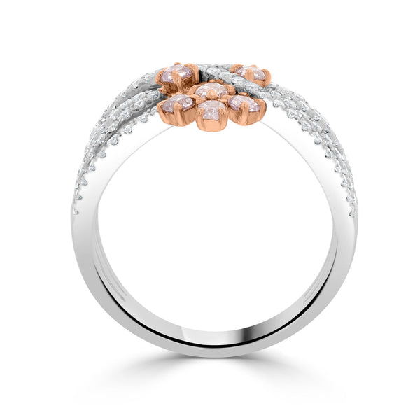 0.57ct Pink Diamond Ring with 0.47ct Diamonds set in 14K Two Tone