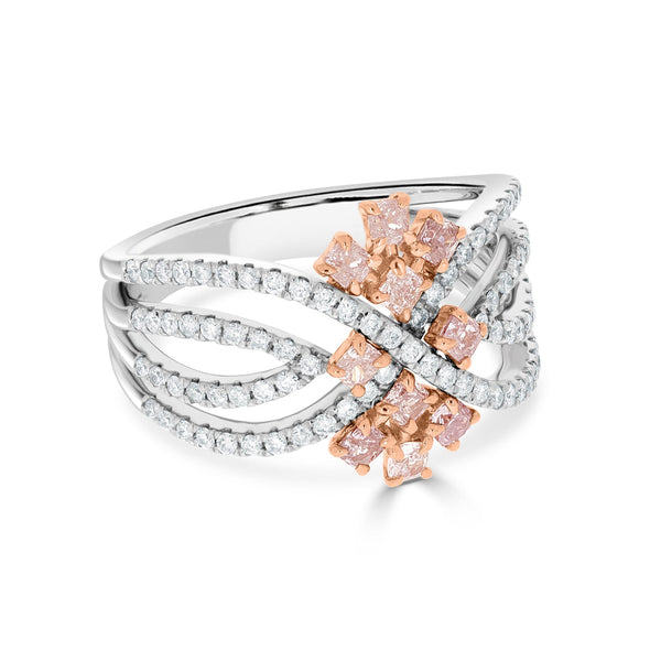 0.57ct Pink Diamond Ring with 0.47ct Diamonds set in 14K Two Tone