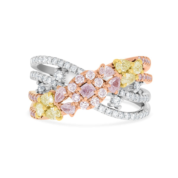 0.28ct Pink Diamond Ring with 0.86ct Diamonds set in 14K Two Tone