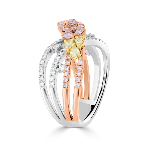 0.28ct Pink Diamond Ring with 0.86ct Diamonds set in 14K Two Tone