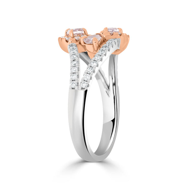 0.59ct Pink Diamond Ring with 0.35ct Diamonds set in 14K Two Tone