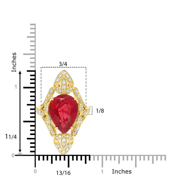 7.36ct Rhodonite Rings with 0.65tct Diamond set in 14K Yellow Gold