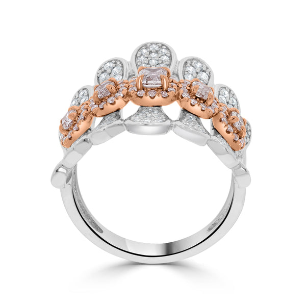 0.54tct Pink Diamond Ring with 0.9tct Diamonds set in 14K Two Tone gold
