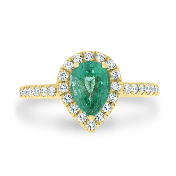 1.18ct Emerald Rings with 0.41tct diamonds set in 14kt yellow gold