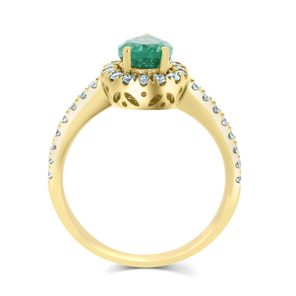 1.18ct Emerald Rings with 0.41tct diamonds set in 14kt yellow gold