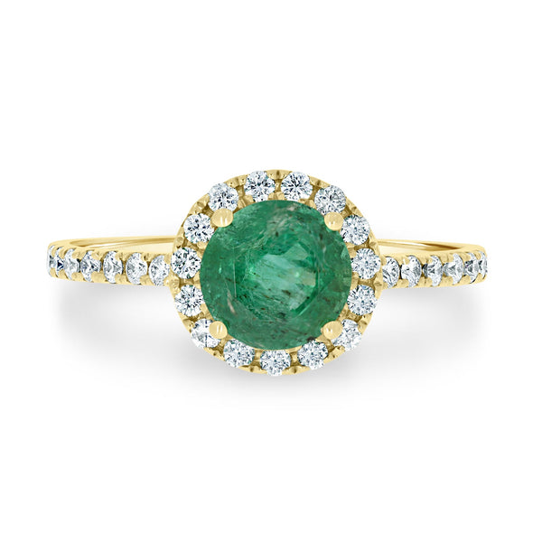 1.15ct Emerald Rings with 0.34tct diamonds set in 14kt yellow gold