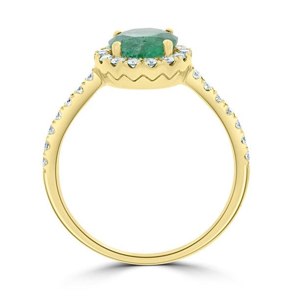 1.15ct Emerald Rings with 0.34tct diamonds set in 14kt yellow gold