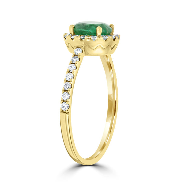 1.15ct Emerald Rings with 0.34tct diamonds set in 14kt yellow gold