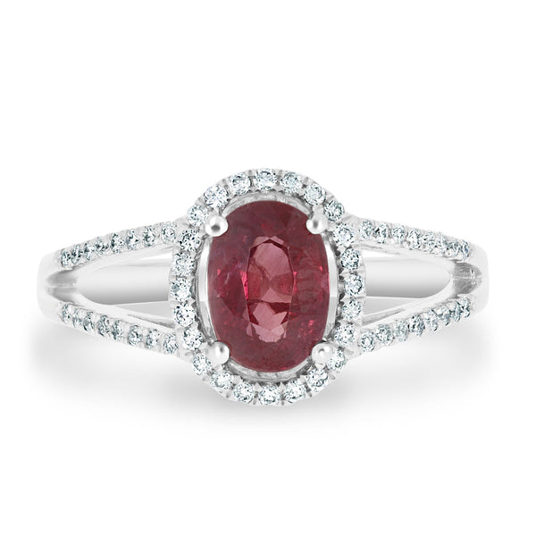1.51Ct Ruby Ring With 0.23Tct Diamonds Set In 18K White Gold