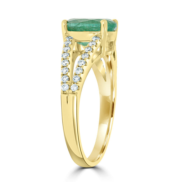 1.88ct Emerald Rings  with 0.30tct diamonds set in 14kt yellow gold