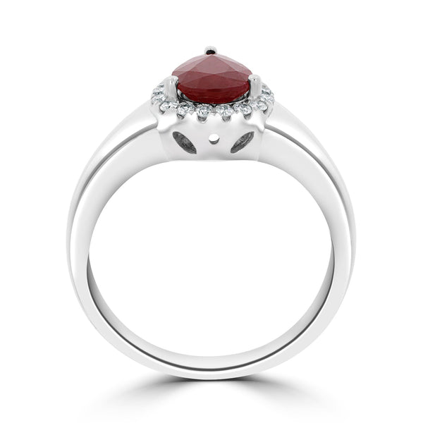 1.16Ct Ruby Ring With 0.17Tct Diamonds Set In 14K White Gold