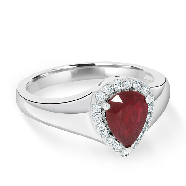 1.16Ct Ruby Ring With 0.17Tct Diamonds Set In 14K White Gold